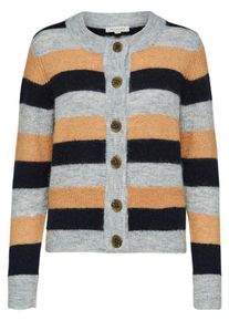 Selected Femme, Damen Strickjacke, Graumeliert / Apricot / Schwarz