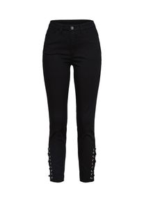 Heine, Damen Skinny-Jeans mit Zier-Schnürung am Hosenbein, Black Denim