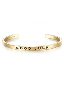 Nahla Jewels, Damen Armband mit GOOD LUCK-Schriftzug, Gold