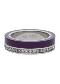 Esprit, Damen Fingerring Edelstahl Silber/Lila Marin 68, Dunkellila / Silber