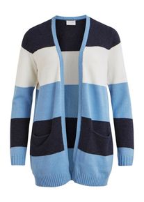 Vila, Damen Strickjacke, Nachtblau / Hellblau / Wei&szlig;