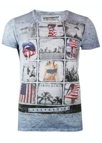 Trueprodigy, Herren T-Shirt 'Miami Beach Memories', Blaumeliert / Mischfarben