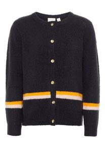 name it, M&auml;dchen Strickjacke, Kobaltblau / Orange / Wei&szlig;