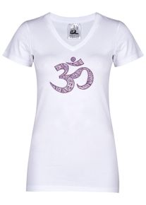 YOGISTAR.COM, Damen Yogi-t-shirt "om", Rosé / Weiß