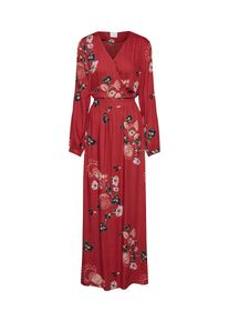 Vila, Damen Kleid, Creme / Smaragd / Rot