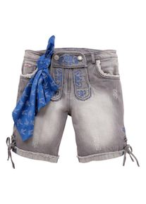 Spieth & Wensky SPIETH & WENSKY, Damen Trachtenbermuda mit dekorativer Schn&uuml;rung, Blau / Grey Denim