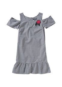 Blue Seven, Mädchen Kleid mit Patch, Blau / Weiß