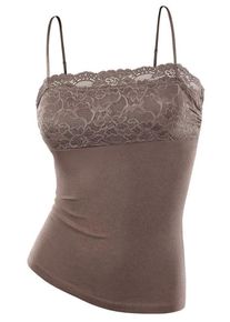 Lascana, Damen Spaghettitop mit Spitze, Braun