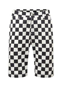 Urban Classics, Herren Shorts 'Check Twill Shorts', Schwarz / Wei&szlig;