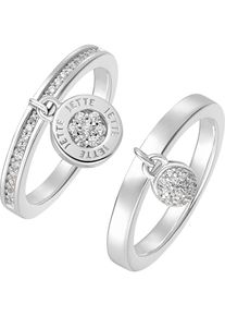 JETTE, Damen Ring, Silber / Wei&szlig;