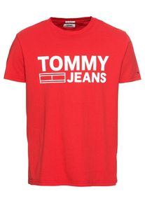 Tommy Jeans, Herren T-Shirt 'TJM ESSENTIAL LOGO TEE', Rot / Wei&szlig;