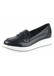 Heine, Damen Slipper, Schwarz / Weiß