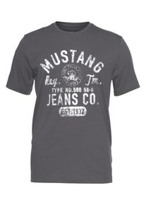 Mustang, Herren T-Shirt, Graphit / Wei&szlig;meliert