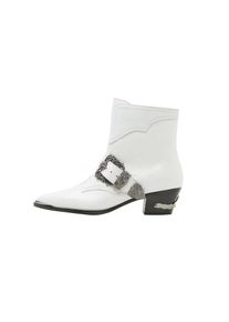 Violeta by Mango, Damen Halbstielfel 'Cowboy', Silbergrau / Wei&szlig;