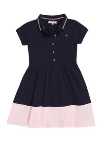 Tommy Hilfiger, Mädchen Kleid 'M ESSENTIAL FLARE POLO DRESS S/S', Rosa / Schwarz