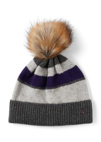 Tom Tailor, Damen Beanie, Blau / Grau / Dunkelgrau