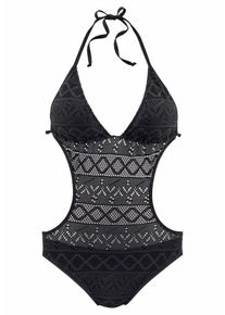 Lascana, Damen Monokini in H&auml;kel-Optik, Schwarz