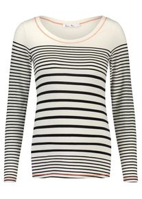 Queen mum, Damen Shirt 'Tee ls ', Koralle / Schwarz / Wei&szlig;