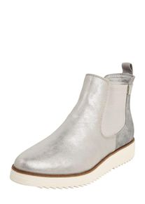 s.Oliver RED LABEL, Damen Chelsea-Stiefelette mit Metallic-Finish, Silber
