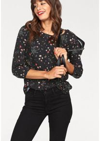 Tom Tailor Denim, Damen Druckbluse, Grasgrün / Rot / Schwarz