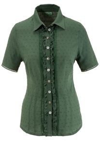 Country Line, Damen Trachtenbluse mit verspielten R&uuml;schen, Gr&uuml;n