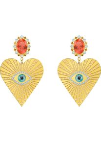 Swarovski, Damen Ohrclip 'Lucky Goddess 5464131', Hellblau / Gold / Orangerot