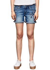 Q/S Designed By, Damen Bestickte Shorts 'Abby Straight', Blue Denim