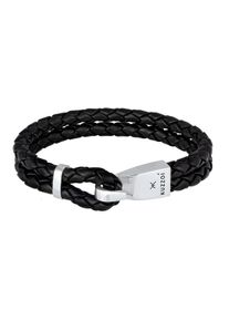 Kuzzoi, Herren Armband 'Haken', Schwarz / Silber