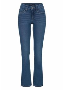 Arizona, Damen Bootcut-Jeans mit Glitzerstein-Applikation, Blau