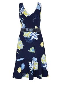s.Oliver BLACK LABEL, Damen Cocktailkleid, Navy / Mischfarben