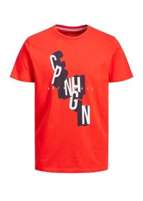 Jack & Jones JACK & JONES, Herren T-Shirt, Feuerrot / Schwarz / Weiß