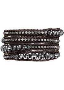 Rafaela Donata, Damen Echtlederarmband H&auml;matit Metallbeads, Braun / Anthrazit