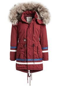Khujo, Damen Mantel 'TIMEA2', Blau / Feuerrot / Weiß