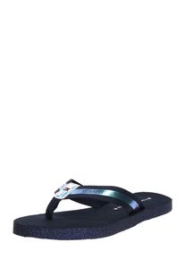 Tommy Hilfiger, Damen Slipper 'FLAT BEACH SANDAL IRIDESCENT', Dunkelblau