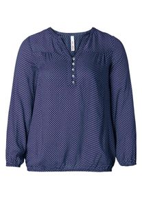 sheego Casual, Damen Tunika mit Gummizug, Marine / Wei&szlig;