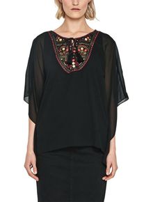 s.Oliver BLACK LABEL, Damen Chiffonbluse, Schwarz
