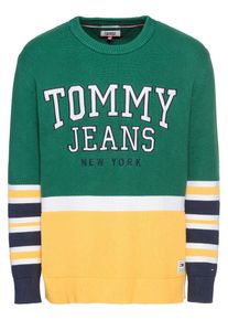 Tommy Jeans, Herren Pullover, Gelb / Dunkelgr&uuml;n / Wei&szlig;