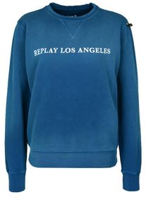 Replay, Herren Sweatshirt 'LOS ANGELES', Blau / Wei&szlig;