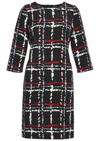 Apart, Damen Kleid mit Print aus strukturierter Ware, Mischfarben / Rot / Schwarz