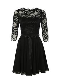Swing, Damen Spitzenkleid mit Chiffon-Rock, Schwarz
