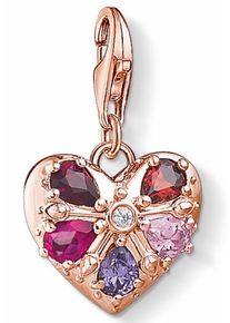 Thomas Sabo, Damen Charm-Einhänger 'Herz, 1494-626-9', Rosegold / Pastelllila / Dunkellila / Pink / Rubinrot / Dunkelrot / Weiß
