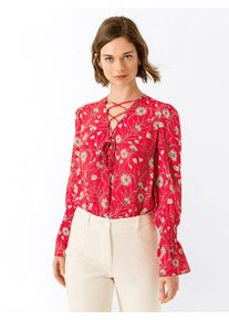IVY & OAK IVY & OAK, Damen Bluse 'Chiffon Blouse', Taupe / Rot / Weiß