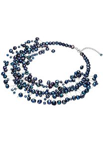 Valero Pearls, Damen Kette S&uuml;&szlig;wasser-Zuchtperlen pfauenblauhoher Glanz, Enzian