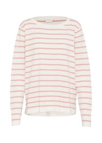 Vila, Damen Feinstrick Pullover 'Vistrike', Rosa / Wei&szlig;