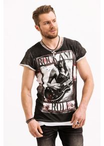 Trueprodigy, Herren T-Shirt 'Rock N Rolla', Rot / Schwarz / Wei&szlig;