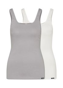 Skiny, Damen Tank Top 'Advantage Cotton', Creme / Silbergrau