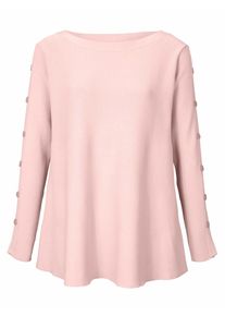 Heine, Damen Rundhalspullover Mit Zierknöpfen, Rosa