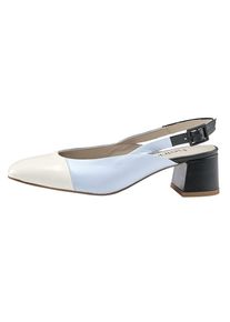 Heine, Damen Slingpumps, Hellblau / Schwarz / Naturweiß