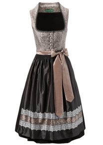 Country Line, Damen Dirndl midi mit edlem Muster, Kupfer / Schwarz / Silber