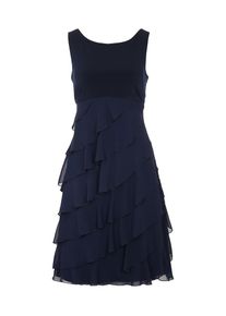 Swing, Damen Kleid mit Volants aus Chiffon, Marine